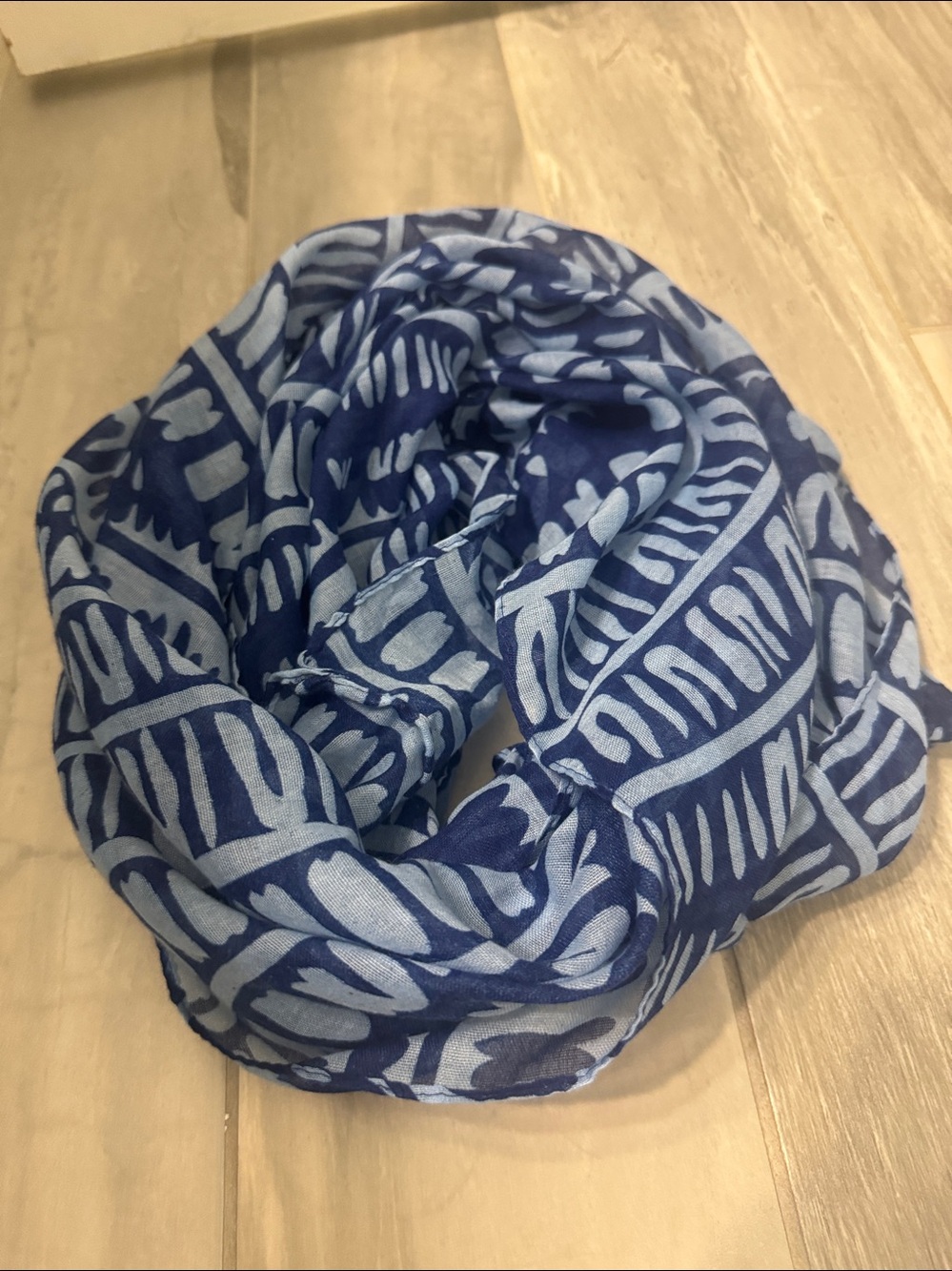 Lightweight Blue IKAT Print Scarf